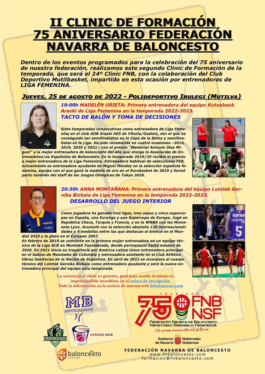 II Clínic de Formación. 75 Aniversario de la Federación Navarra de Baloncesto