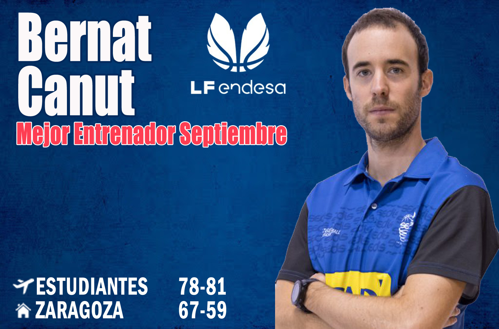 Bernat Canut Mejor Entrenador de la LF Endesa del Mes de Septiembre-Trofeo AEEB
