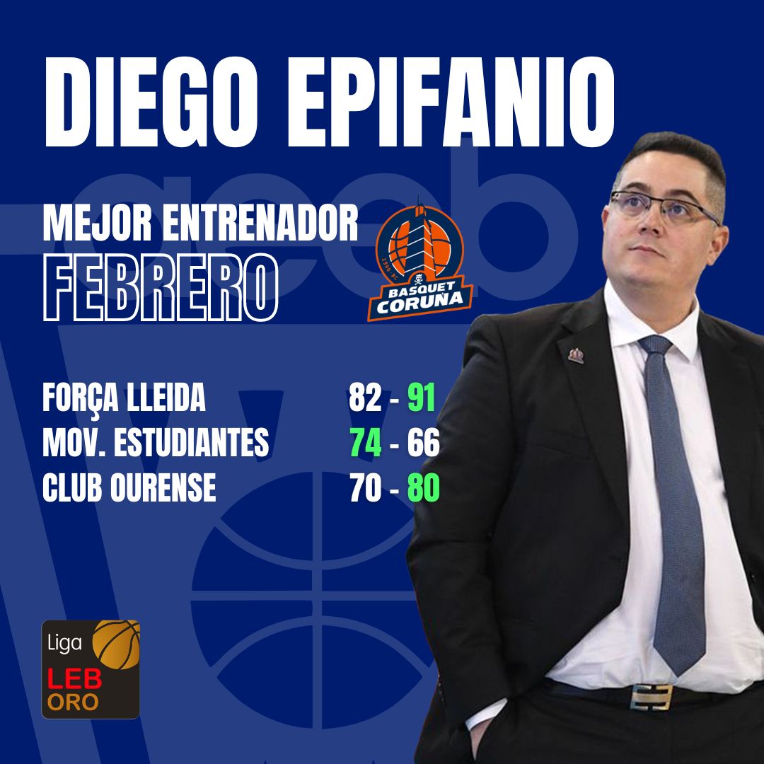 Diego Epifanio Mejor Entrenador del Mes de Febrero-Trofeo AEEB de la LEB Oro